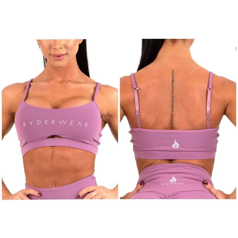 Ryderwear Large Purple Sports Bra Racer Back Open Center Detail